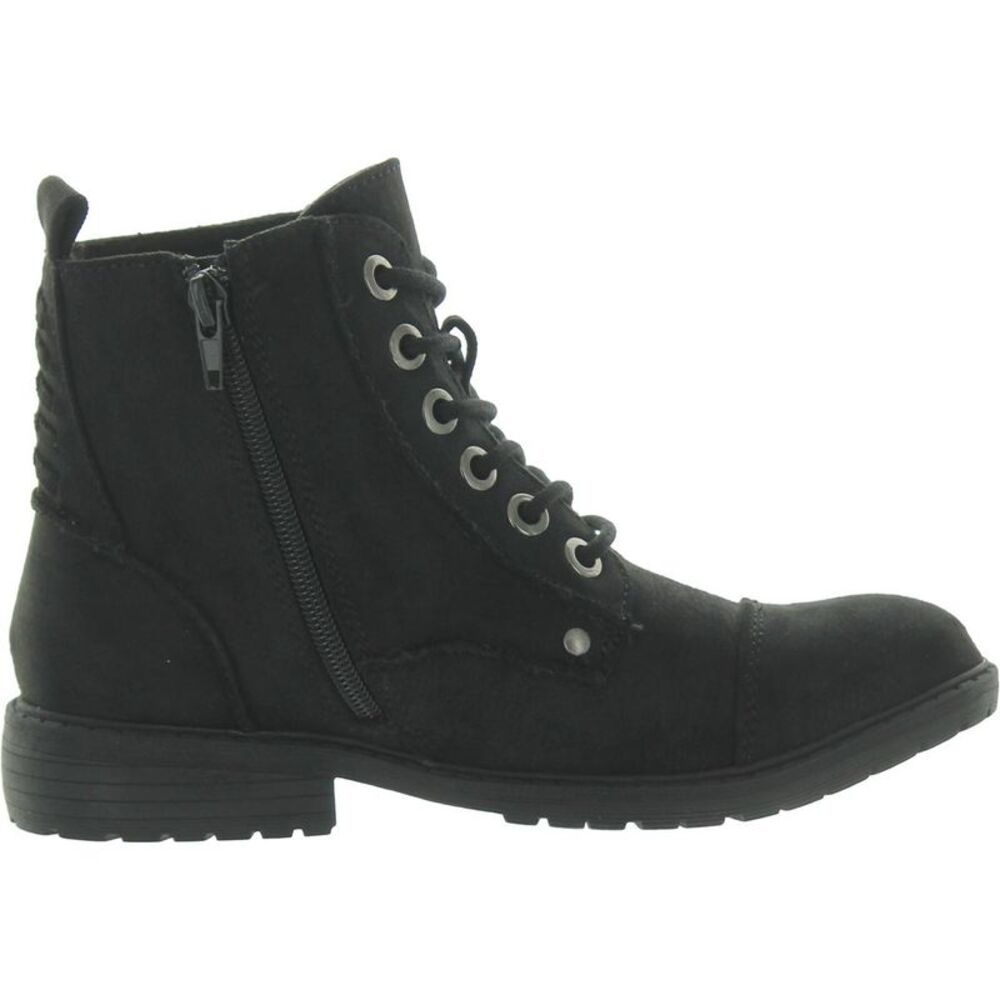 Very G Womens Birdie  Black Pull On Combat & Lace-up Boots Shoes New - Picture 2 of 3